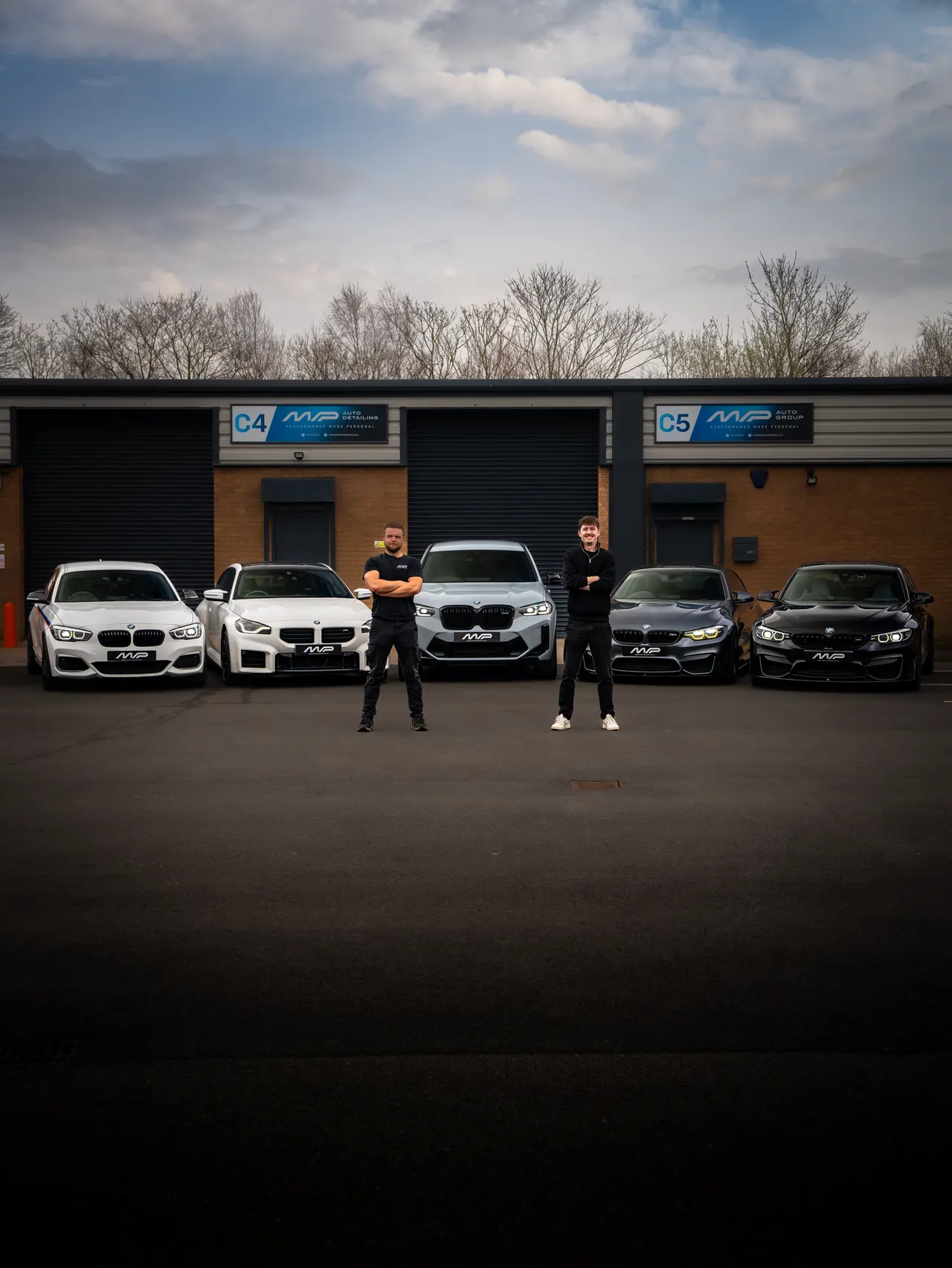 MP Auto Group unit in Shrewsbury with cars lined up